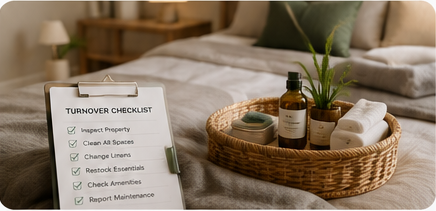 Short-term rental turnover coordination — professional cleaning, inspection, and restocking management between guest stays