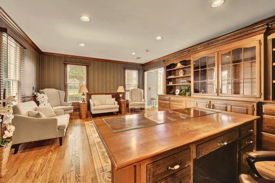 Study and living room at Colonial Retreat, a home BookedMore co-hosts in LaGrange, Ohio